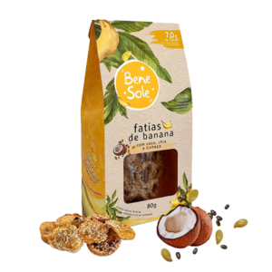 Fatias de Banana com coco, chia e linhaça - 80g